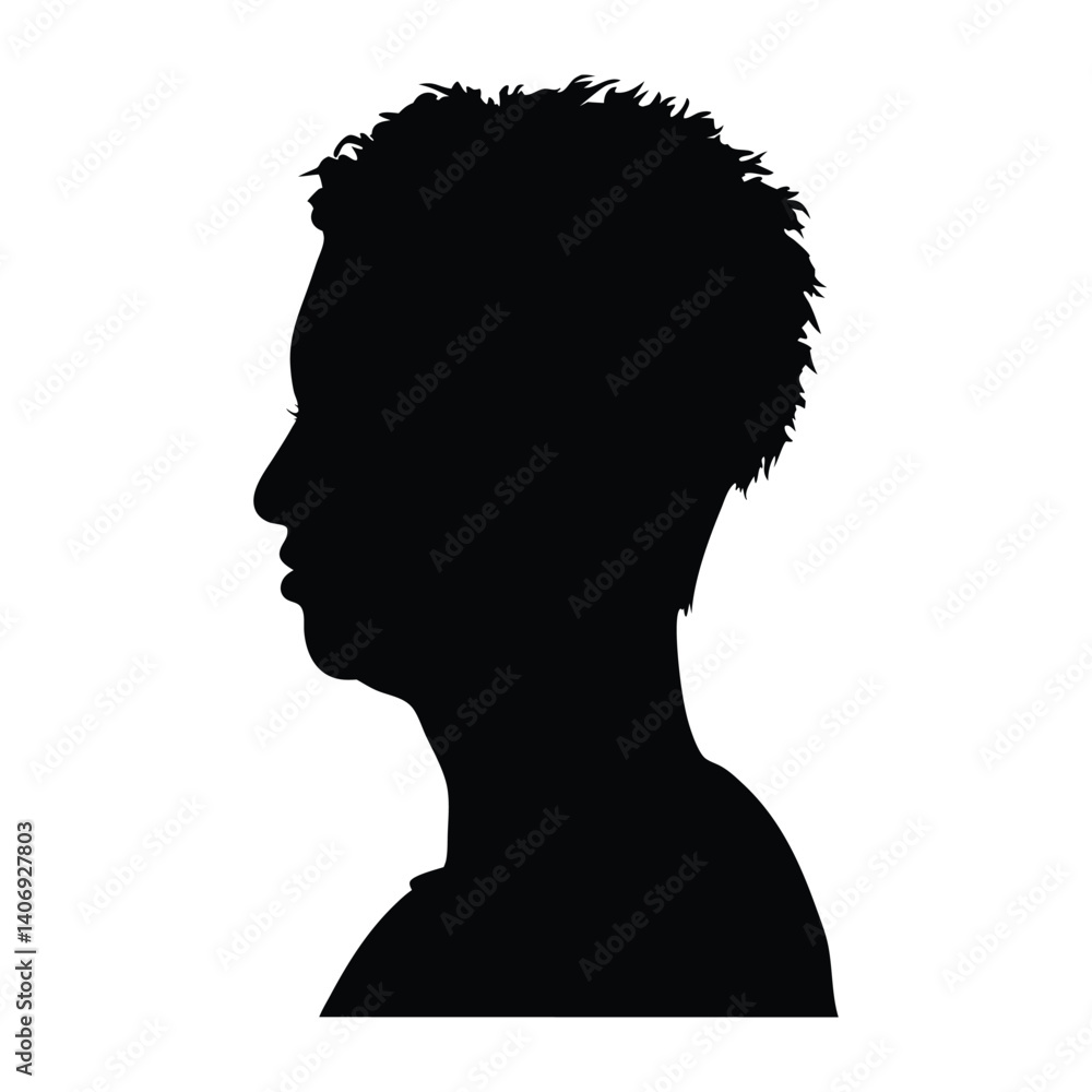 Woman with short hair vector silhouette