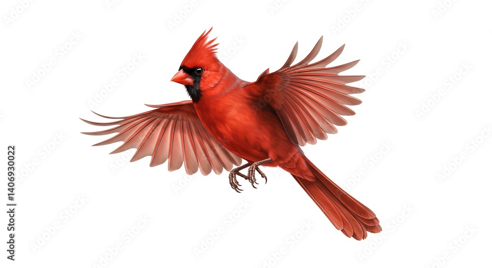 Obraz premium Red Cardinal with Spread Wings
