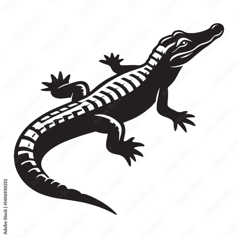 Fototapeta premium Fearless Caiman silhouette, ruling over river ecosystems – Caiman illustration – Caiman vector – Reptile silhouette