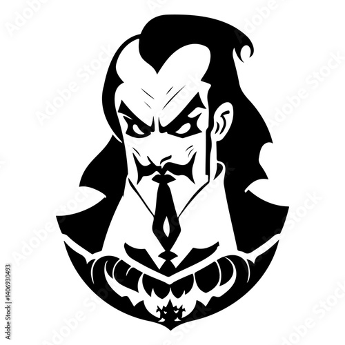 Stylized Vampire Count Illustration in Black and White