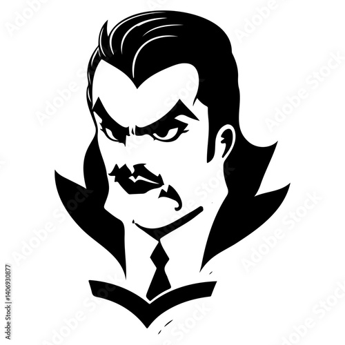 Stylized Vampire Count Character Black and White