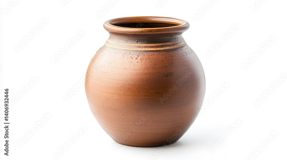 Brown clay pot isolated on white background. Brown clay pot isolated on white background.