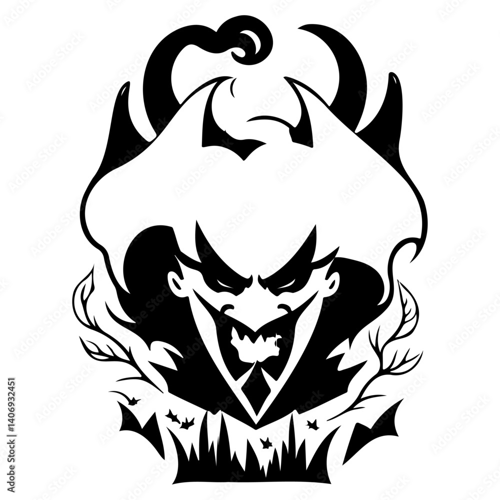 Obraz premium Silhouette of an enigmatic villain in monochrome