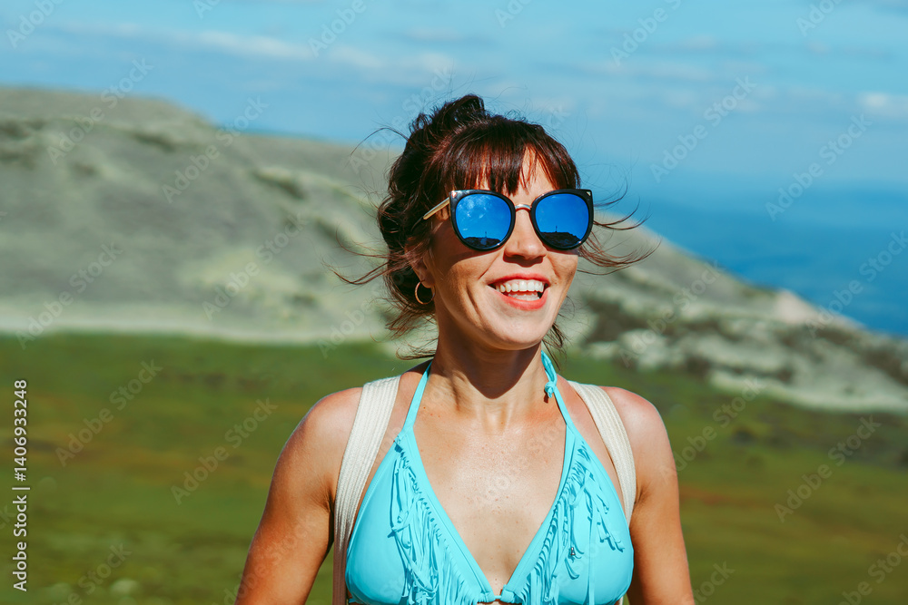 beautiful girl in a swimsuit in the mountains beautiful girl in a swimsuit in the mountains