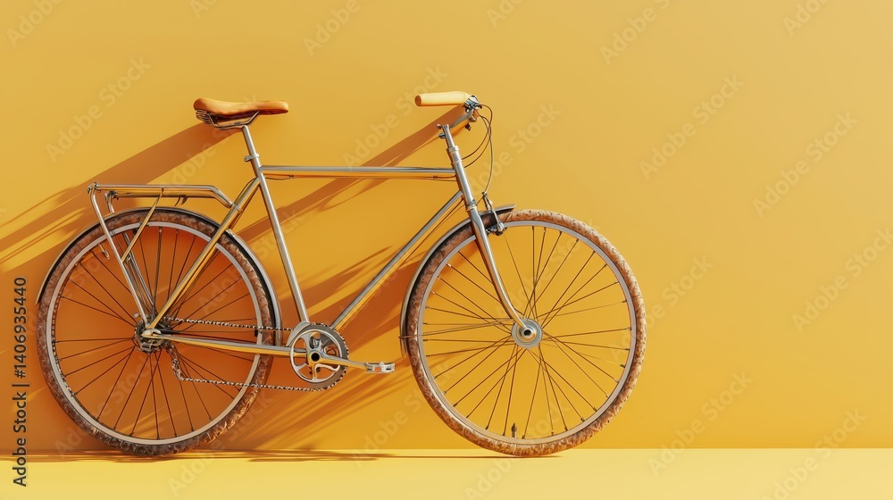 Fototapeta premium Stylish Bicycle Against Vibrant Yellow Wall for Urban Exploration