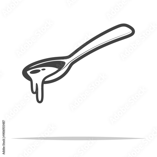 Tablespoon with syrup outline icon transparent vector isolated