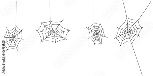Spider Web Set for Halloween and Creepy Design Elements

