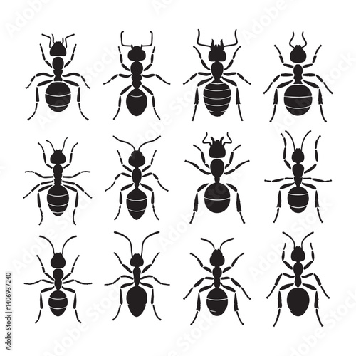 Diligent Ant silhouette, tirelessly building its nest – Ant illustration – Ant vector – Insect silhouette

