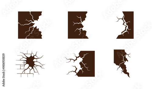 Unique shattered surface showcasing broken wall and glass break illustration perfect for digital presentations


