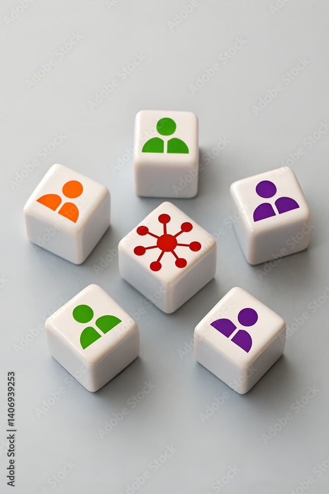 White Wooden Cubes Showing Colorful People Icons and Central Network Symbol on Light Background
White Wooden Cubes Showing Colorful People Icons and Central Network Symbol on Light Background