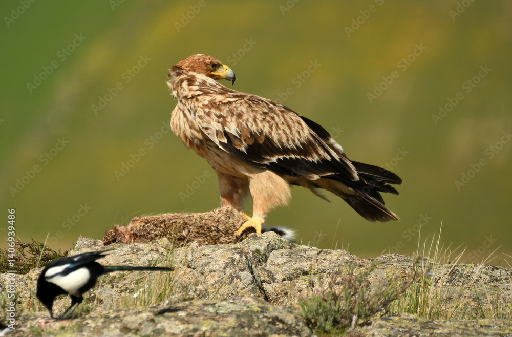 Fototapeta premium Joven aguila imperial en el campo en primavera