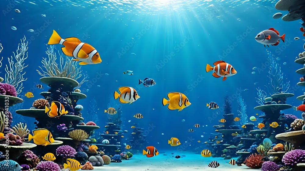 Fototapeta premium coral reef and fishes