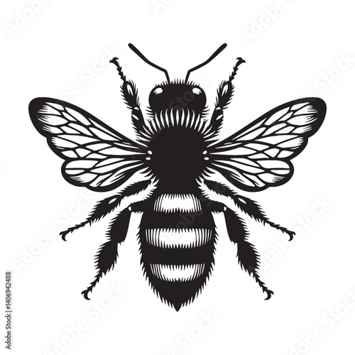 Harmonious Bee silhouette, buzzing in perfect rhythm with nature – Bee illustration – Bee vector – Insect silhouette

