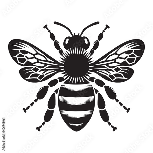 Tiny Bee silhouette, buzzing from flower to flower – Bee illustration – Bee vector – Insect silhouette

