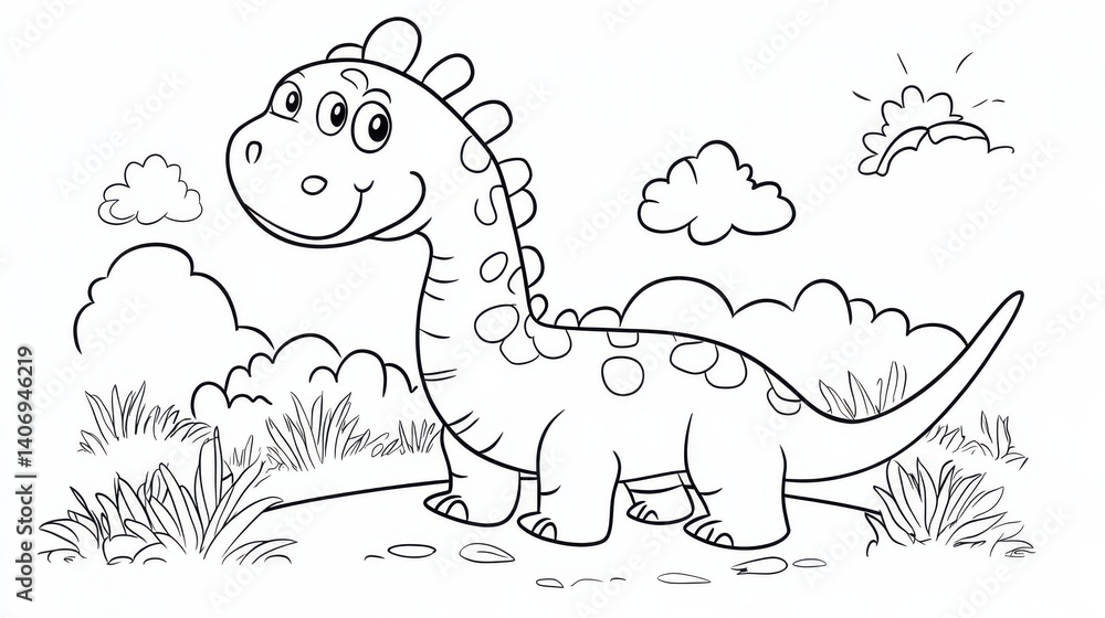 Obraz premium A line drawing of a dinosaur. The illustration captures the complexity and functionality of the animal.