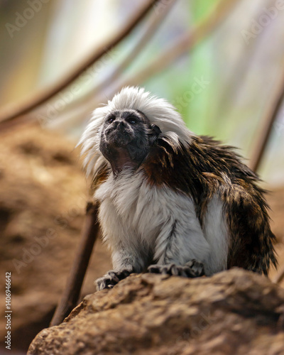 Portrait of a cotton-top tamarin monkey