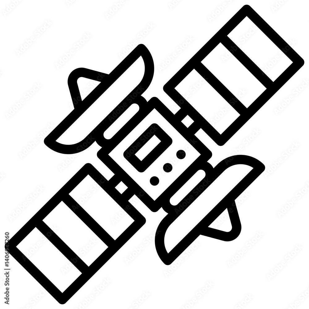 Satellite. Editable stroke vector icon. Satellite. Editable stroke vector icon.