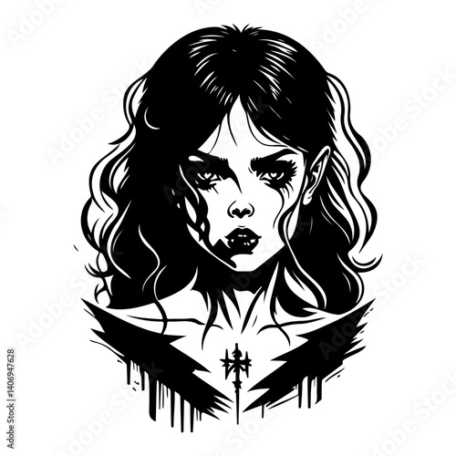 halloween exorcist girl scary illustration sketch hand draw