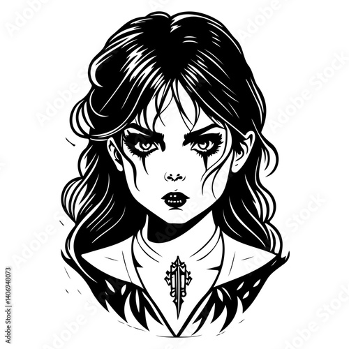 halloween exorcist girl scary illustration sketch hand draw
