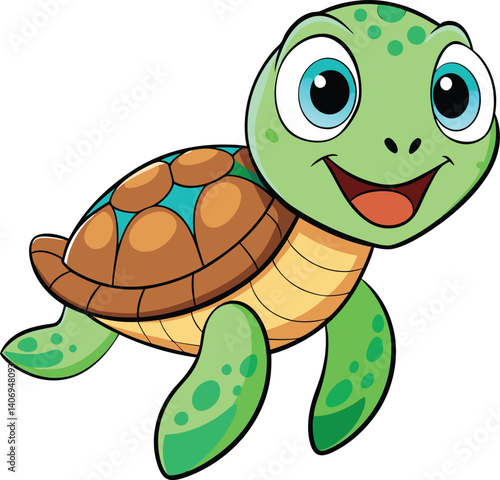 cuet turtle cartoon character vector illustration, cartoon turtle image clip art, icon