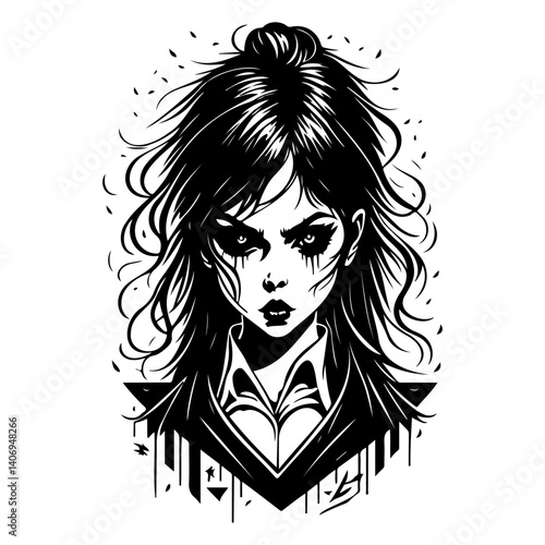 halloween exorcist girl scary illustration sketch hand draw