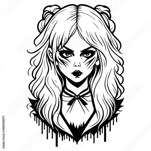 halloween exorcist girl scary illustration sketch hand draw