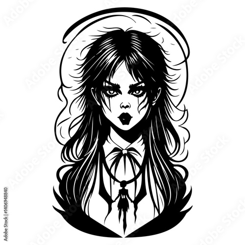 halloween exorcist girl scary illustration sketch hand draw