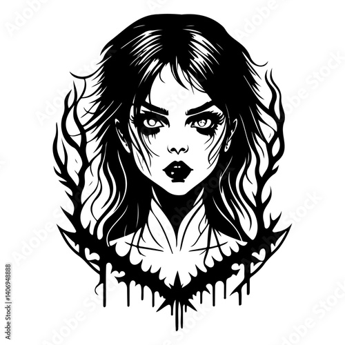 halloween exorcist girl scary illustration sketch hand draw