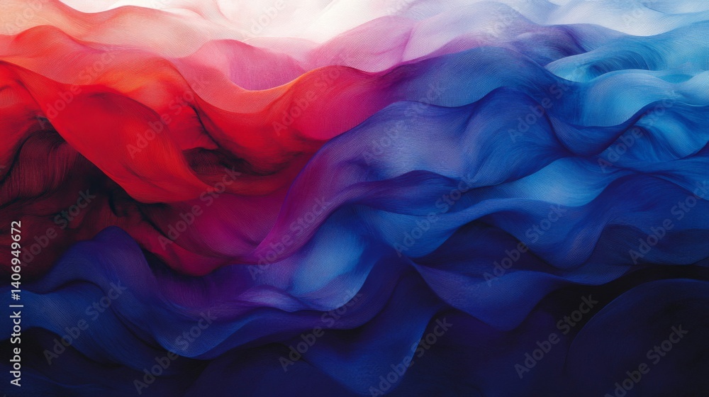 Fototapeta premium Abstract Red Blue Purple Wave Landscape