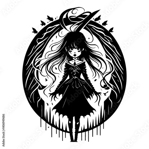 halloween exorcist girl scary illustration sketch hand draw