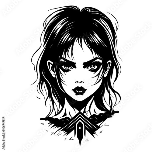 halloween exorcist girl scary illustration sketch hand draw