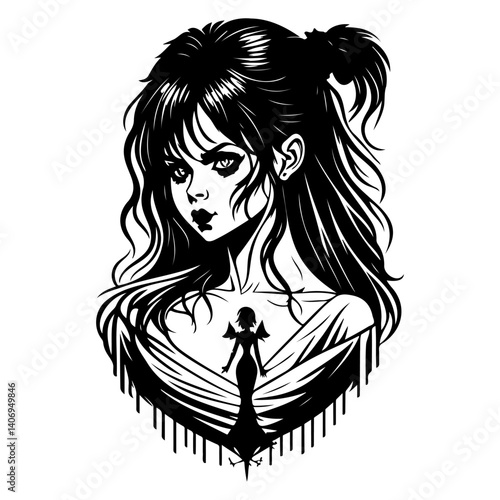 halloween exorcist girl scary illustration sketch hand draw