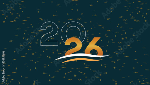 Happy New Year 2026. Vector template Design for banner, greeting card, poster, prints, social media post ,flyer , T shirt with background.