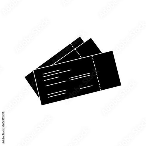 Tickets icon in black and white for travel booking