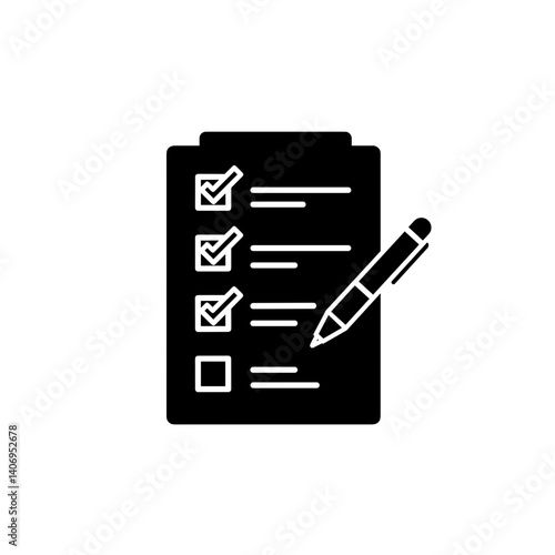 Checklist icon in black and white for travel preparation