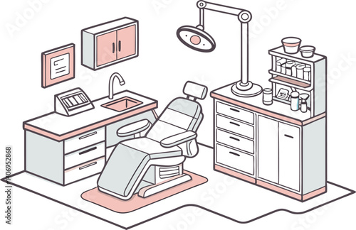 Dentist operation room illustration vector design isolated on white background.