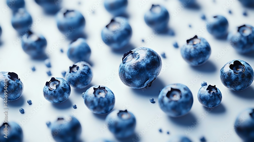 Fresh blueberries scattered on a light background, showcasing their vibrant color and texture, perfect for food, health, or nature themes. Fresh blueberries scattered on a light background, showcasing their vibrant color and texture, perfect for food, health, or nature themes.