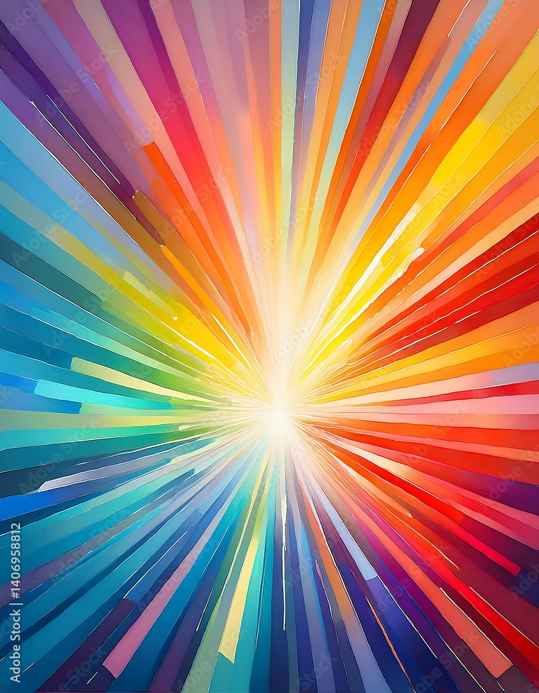 Obraz premium Bright Prism Rainbow Explosion on a Soft Neutral Backdrop