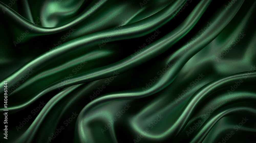 Abstract Waves of Deep Emerald Green Silk Cloth Fabric Textile Background Texture Material Art Abstract Waves of Deep Emerald Green Silk Cloth Fabric Textile Background Texture Material Art