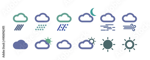 Set of weather webpage and app icons vector illustration