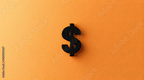 Black Dollar Sign on Orange Background - Simple Currency Icon

