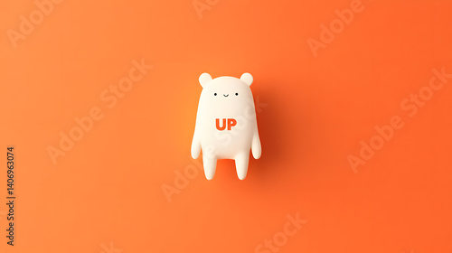 Cute White Bear Character with UP Symbol - Positive Animal Graphic
