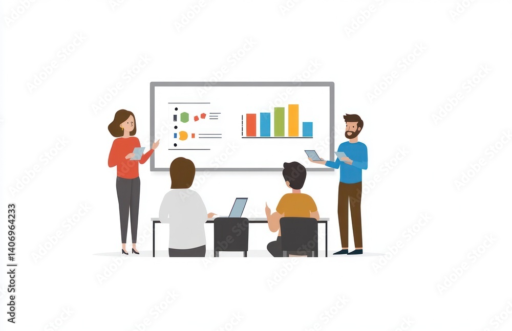 Business presentation, meeting, teamwork, data analysis Business presentation, meeting, teamwork, data analysis