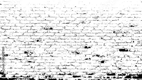 Vintage whitewashed plastered old brick wall textured background.