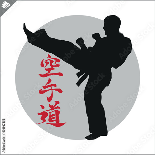Karate emblem. Martial art colored symbol design. Vector.