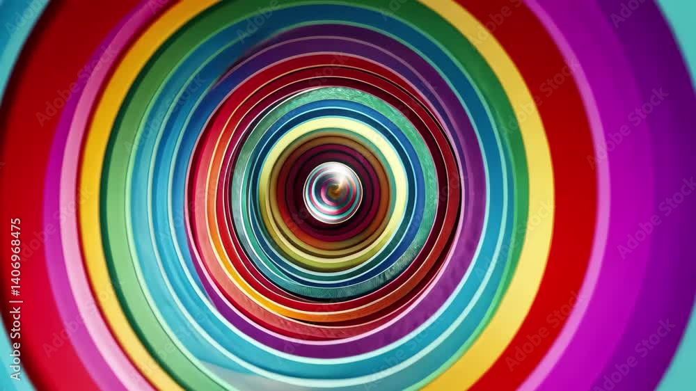 Colorful circular patterns surrounding a central metallic object create a vibrant visual experience in abstract art, Colorful circular patterns with central metallic object Colorful circular patterns surrounding a central metallic object create a vibrant visual experience in abstract art, Colorful circular patterns with central metallic object