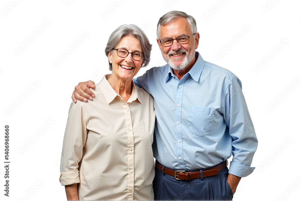 custom made wallpaper toronto digitalHappy senior couple portrait, embracing, smiling warmly, isolated on transparent background. Use for retirement, anniversary, healthcare, insurance, family, or lifestyle concepts.