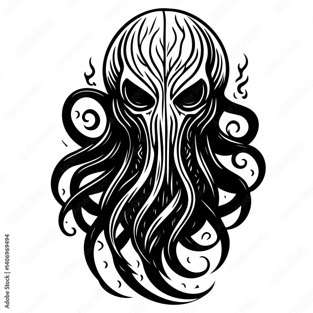 Obraz premium Monochrome Silhouette of Mythical Creature Design