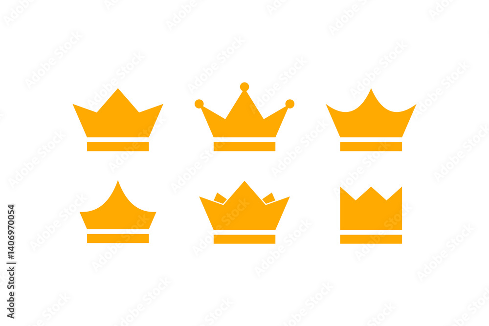 crown icon flat design set crown icon flat design set