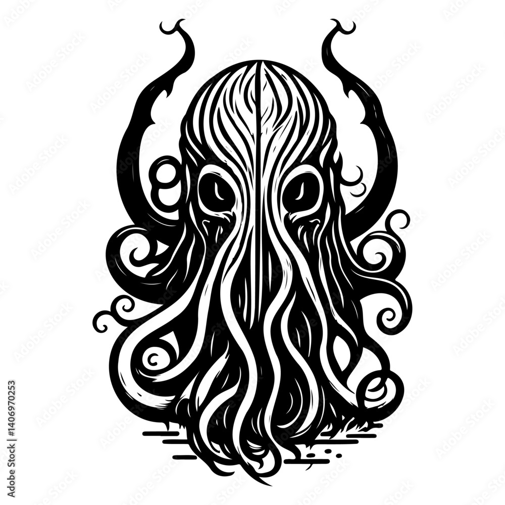 Obraz premium Abstract Illustration of a Mysterious Sea Creature